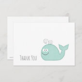 Cute Little Whale Thank You Flat Card / Aqua (Front/Back)