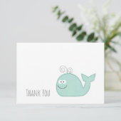 Cute Little Whale Thank You Flat Card / Aqua (Standing Front)