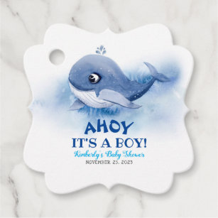 Cute Little Whale Underwater Theme Baby Shower Favor Tags