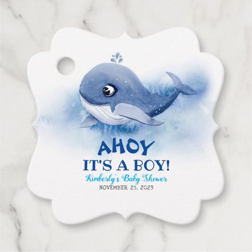 Cute Little Whale Underwater Theme Baby Shower Favor Tags