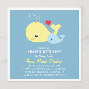 Cute Little Whales Baby Shower Invitation