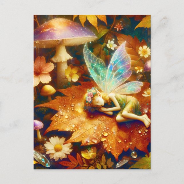 Cute Little Whimsical Fairy Sleeping Blank Postcard (Front)