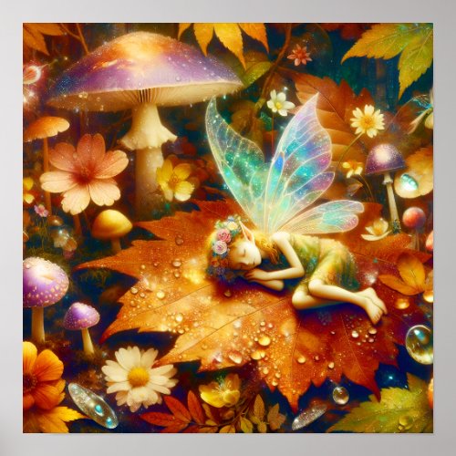 Cute Little Whimsical Fairy Sleeping Poster