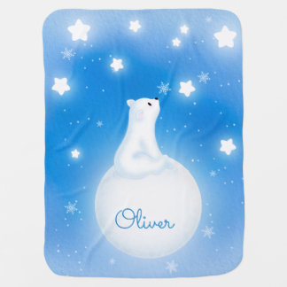 cute little white bear baby blanket