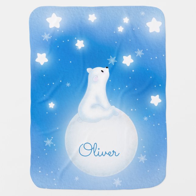 cute little white bear baby blanket (Front)