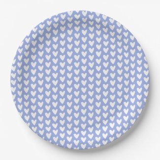 Cute Little White Hearts Pattern - Lavender Paper Plates