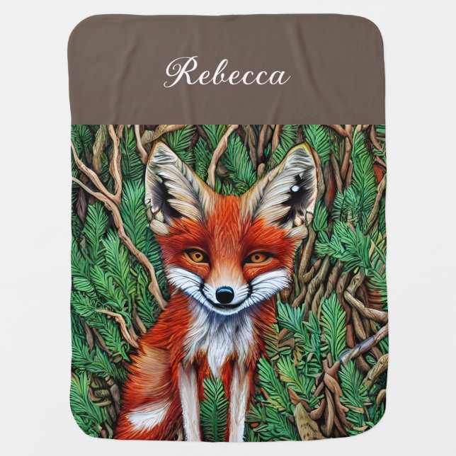 Cute Little wilderness Fox Baby Blanket (Front)