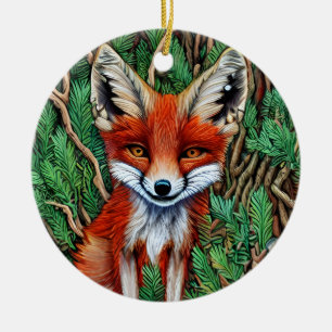 Cute Little wilderness Fox Ceramic Ornament