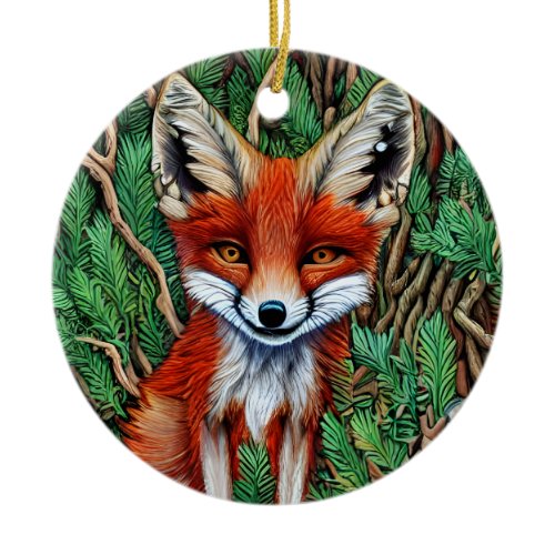 Cute Little wilderness Fox Ceramic Ornament