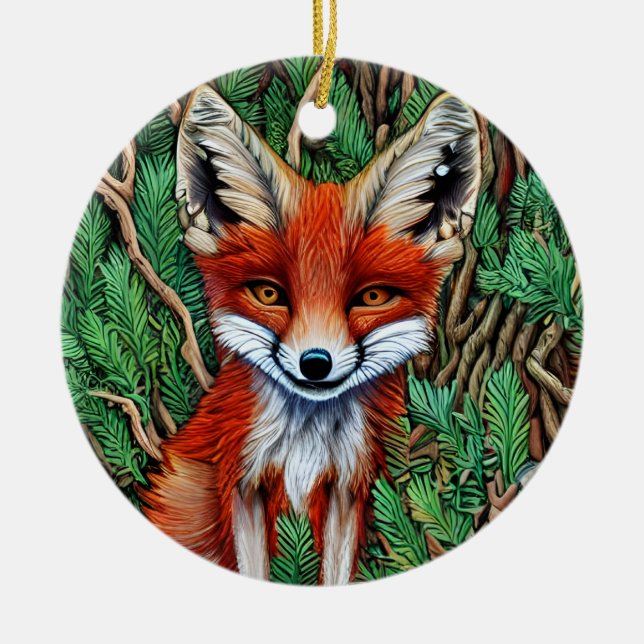 Cute Little wilderness Fox Ceramic Ornament (Front)