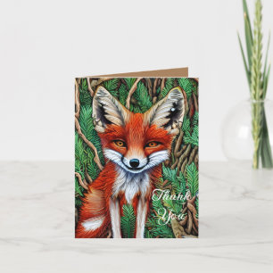 Cute Little wilderness Fox Letterpress Thank You Card