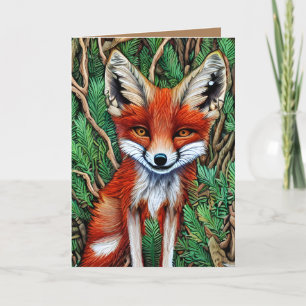 Cute Little wilderness Fox Letterpress Thank You Card