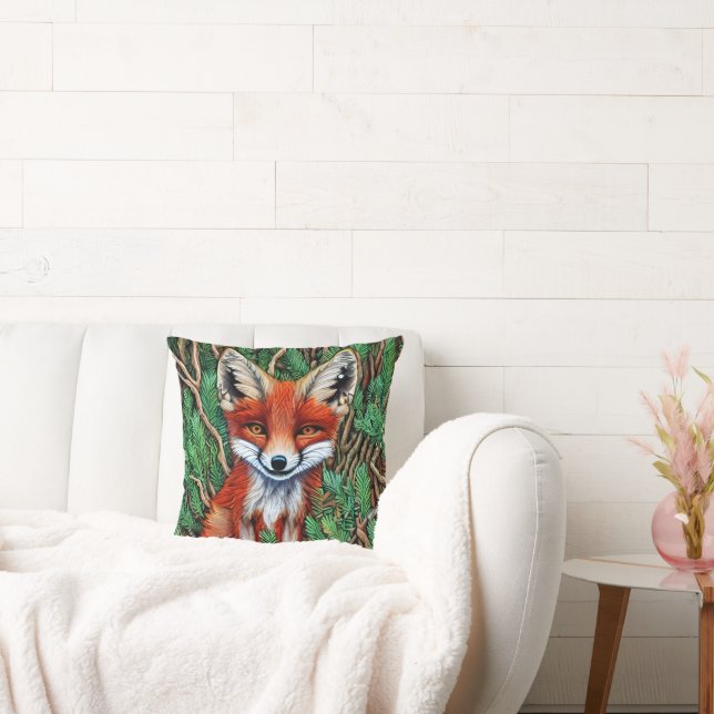 Cute Little wilderness Fox Throw Pillow (Couch)
