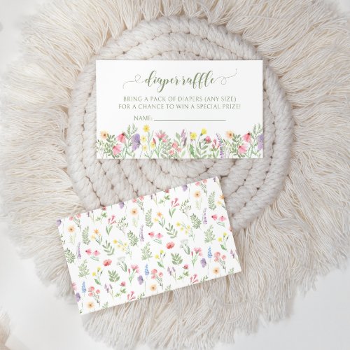 Cute Little wildflower baby girl diaper raffle Enclosure Card