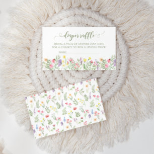 Cute Little wildflower baby girl diaper raffle Enclosure Card