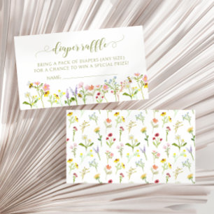 Cute little wildflower baby shower diaper raffle enclosure card