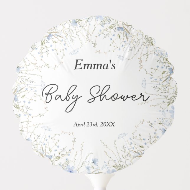 Cute Little Wildflower Blue Flower Baby Shower Balloon (Front)