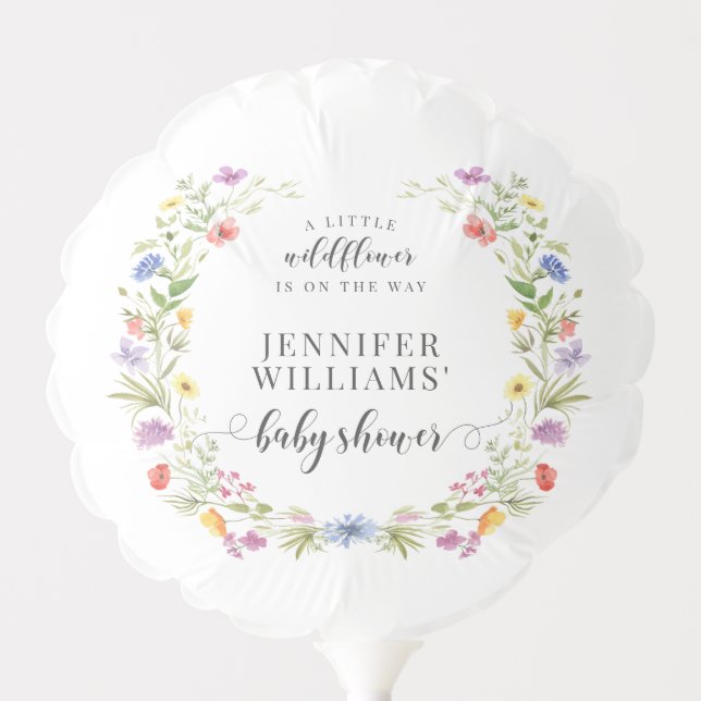 Cute little wildflower floral baby girl shower balloon (Front)