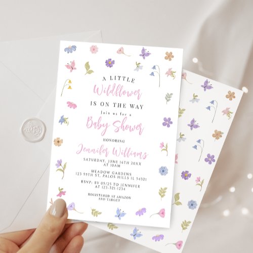Cute Little wildflower floral baby girl shower Invitation