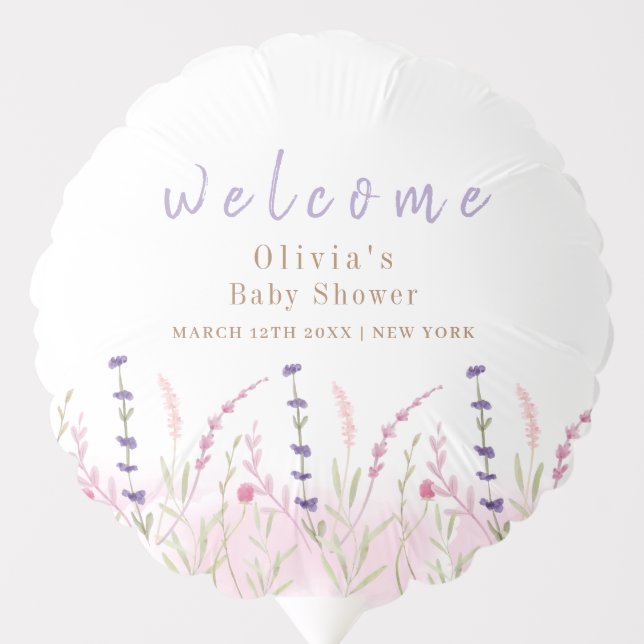 Cute Little Wildflower Garden Baby Shower Welcome  Balloon (Front)
