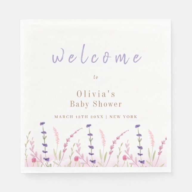 Cute Little Wildflower Garden Baby Shower Welcome  Napkins (Front)