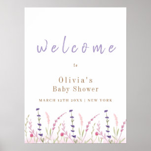 Cute Little Wildflower Garden Baby Shower Welcome  Poster