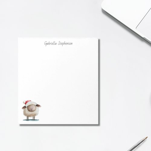 Cute Little Winter Sheep Personalized Name Notepad