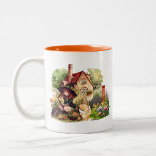 Cute Little Witch And Fox Two-Tone Mug