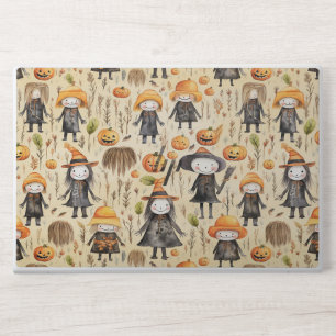 Cute Little Witch And Pumpkin Halloween Themed HP Laptop Skin