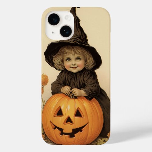Cute little witch black orange pumpkin halloween Case_Mate iPhone 14 case