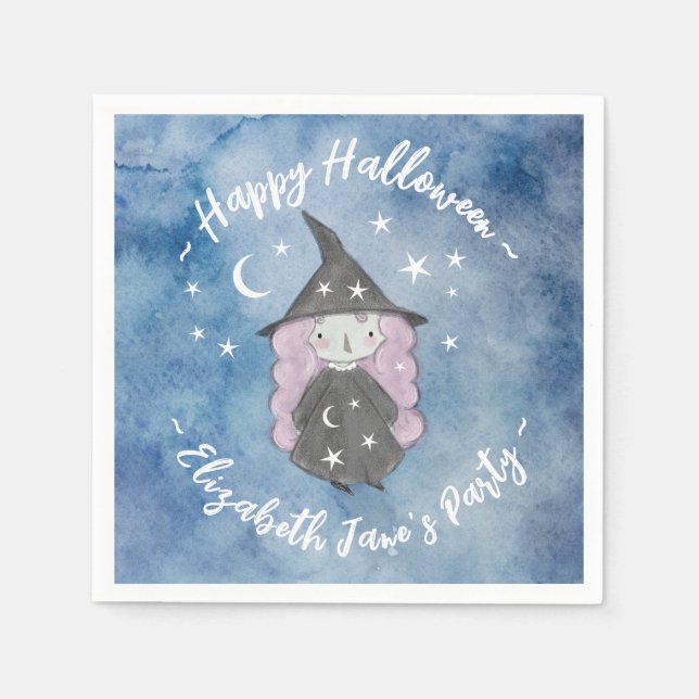 Cute Little Witch Children's Halloween Party Napki Napkins (Front)