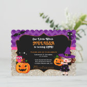 Cute Little Witch First Birthday invitation (Standing Front)