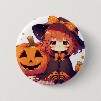 Cute little witch for Halloween Button