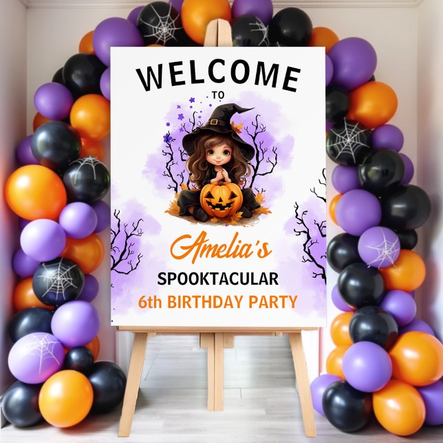 Cute Little Witch Halloween Birthday Welcome Sign (Cute Little Witch Halloween Birthday Welcome Sign)