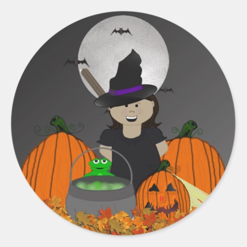 Cute little Witch Halloween Stickers