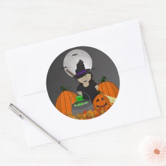 Cute little Witch Halloween Stickers