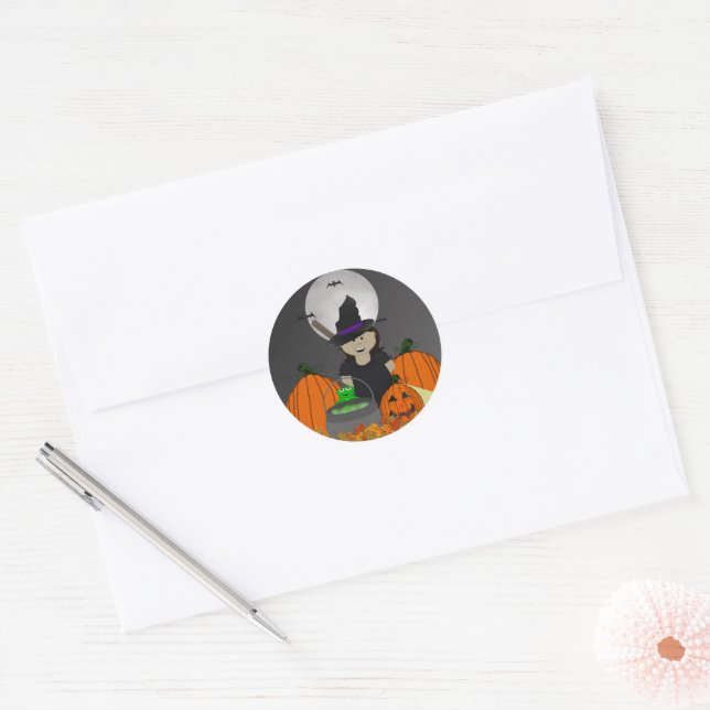 Cute little Witch Halloween Stickers (Envelope)