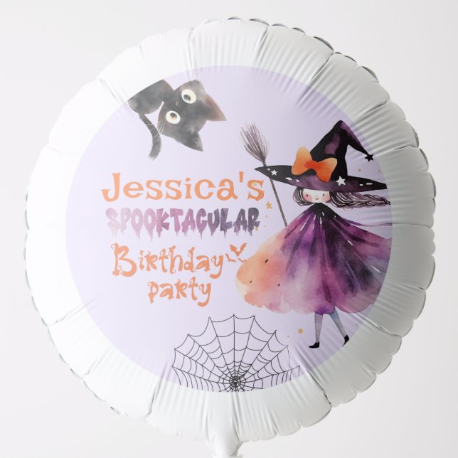 Cute Little witch Spooktacular Halloween party Balloon (Front)