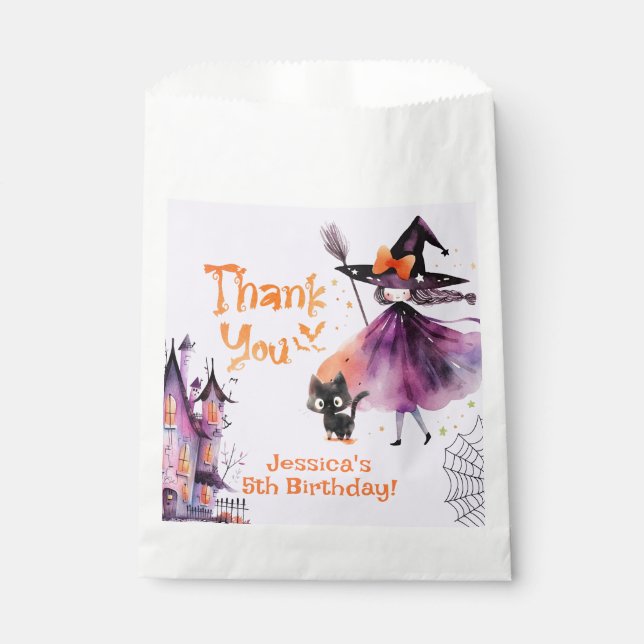 Cute Little witch Spooktacular Halloween party Favor Bag (Front)