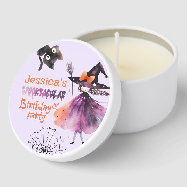Cute Little witch Spooktacular Halloween party Mini Candle Favors (Corner)