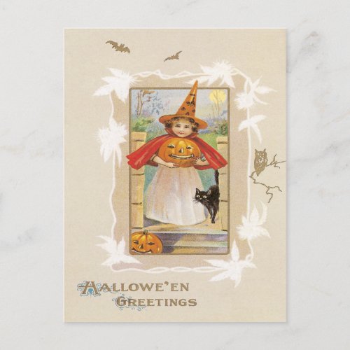 Cute Little Witch Vintage Postcard
