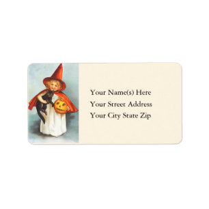 Cute Little Witch With Black Cat Address Label
