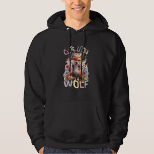 cute little wolf with flowers cute wolves animal m hoodie