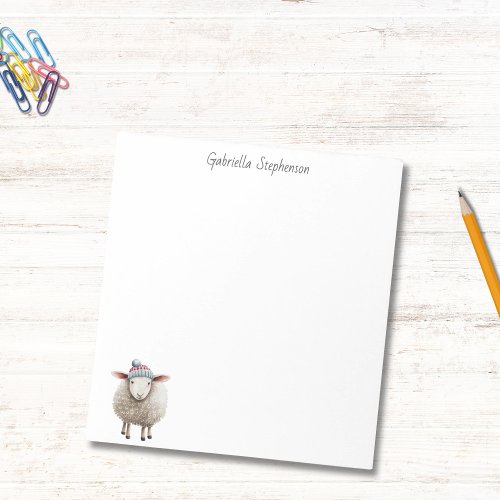 Cute Little Woolly Winter Sheep Personalized Name Notepad