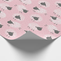 Cute Little Wooly Sheep white brown on pink