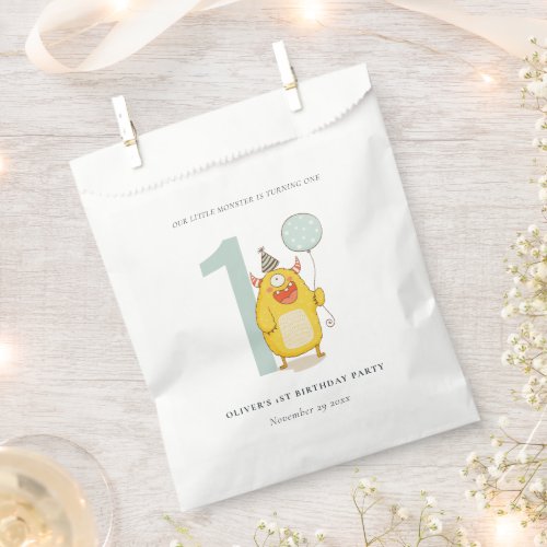 Cute Little Yellow Aqua Monster Any Age Birthday Favor Bag