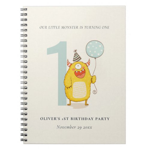 Cute Little Yellow Aqua Monster Any Age Birthday Notebook