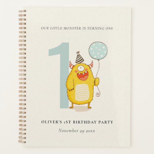 Cute Little Yellow Aqua Monster Any Age Birthday Planner