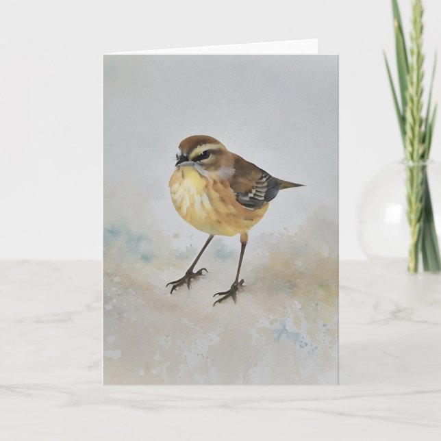 Cute Little Yellow Bird Nature Art Note Card (Front)
