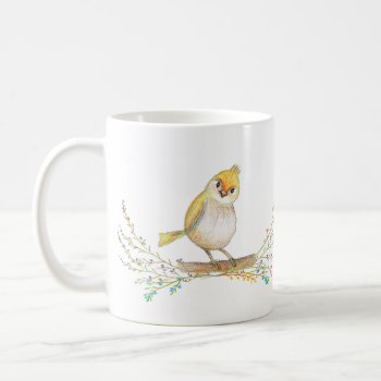 Cute Little Yellow Bird With Wild Flowers Pretty Coffee Mug by MiKaArt at Zazzle